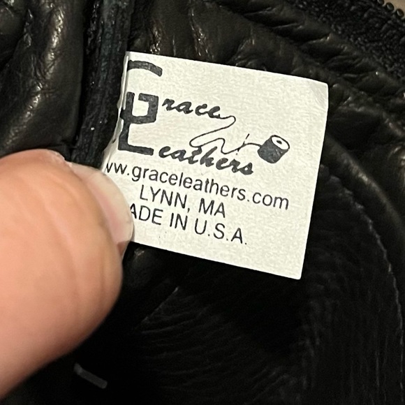 Vintage Black Leather Biker Wristlet - Picture 2 of 5